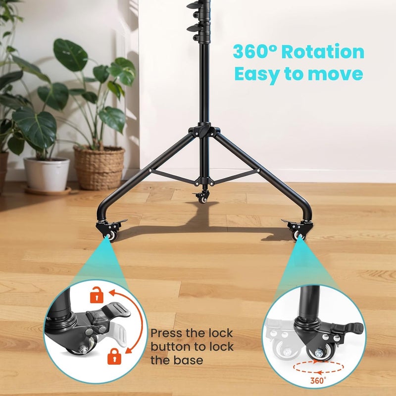 MACTREM 18" Foldable Ring Light with Stand for iPhone ipad Camera, 75" Tripod with Wheels 38W 6500K LED Display/Remote/2 USB Ports Large Big Ringlight Rolling for YouTube Facebook TikTok Live Video Recording - Image 5